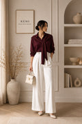 RÉMI Burgundy Tie Blouse Set
