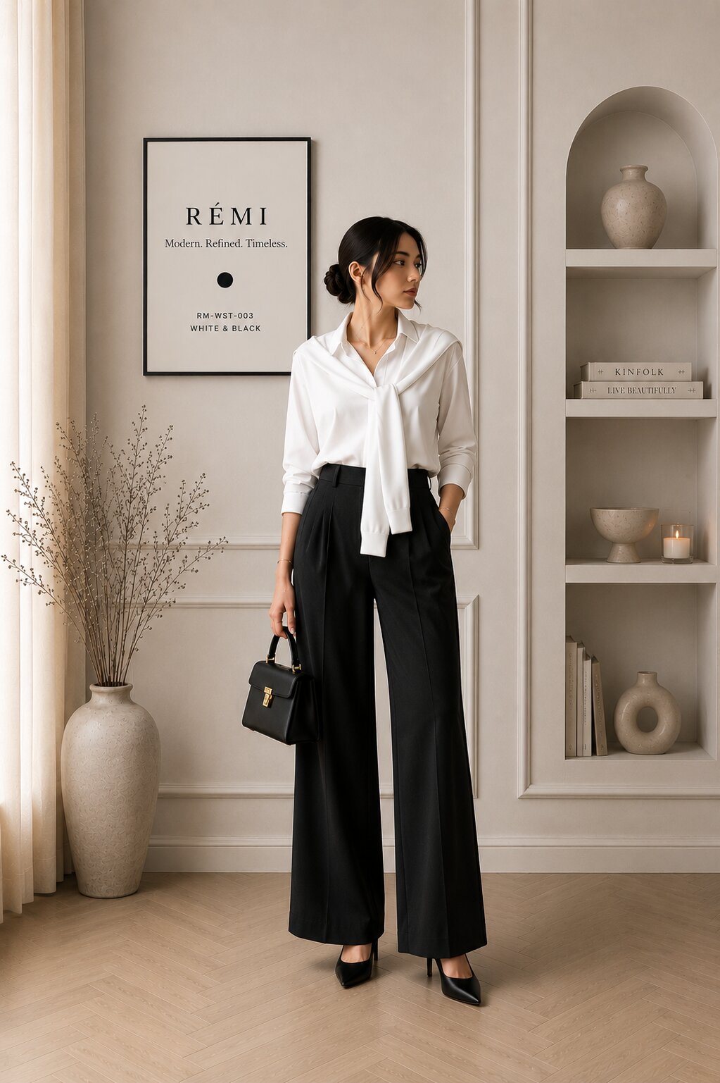 RÉMI Burgundy Tie Blouse Set