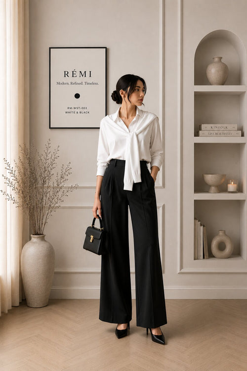 RÉMI Burgundy Tie Blouse Set